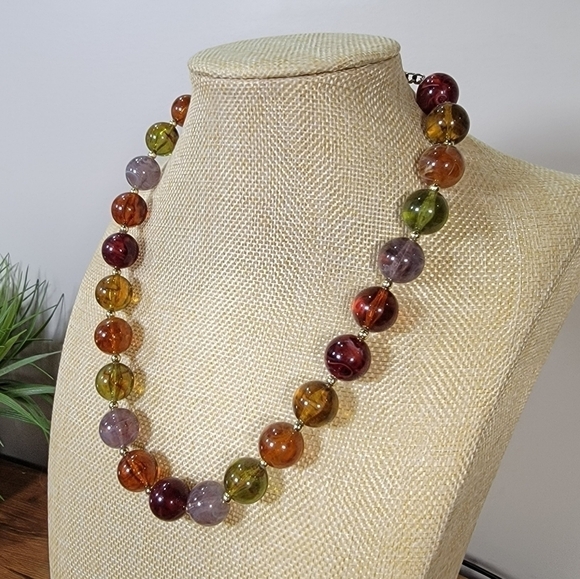 Jewel tone multi color necklace - Picture 5 of 14